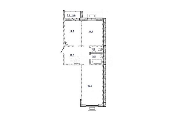 Продажа 2-комнатной квартиры в ЖК Дом на Нахимова, 66.8 м2, 3/5 эт.