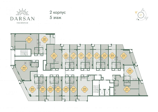 Продажа 1-комнатной квартиры в Резиденция Дарсан, 57.42 м2, 5/8 эт.